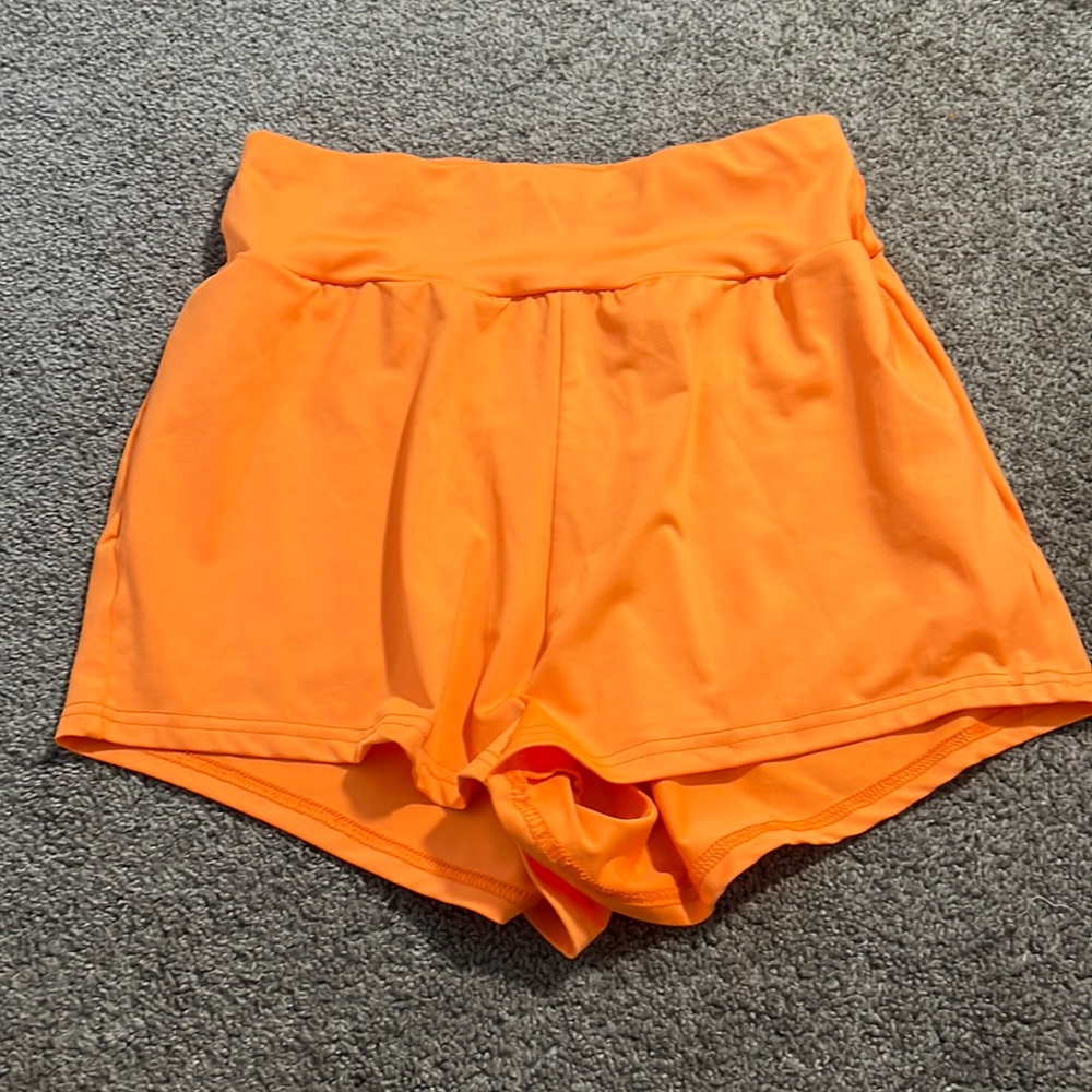 neon orange shorts